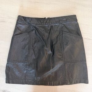 Girls Black Faux Leather Mini Skirt Size 7/8